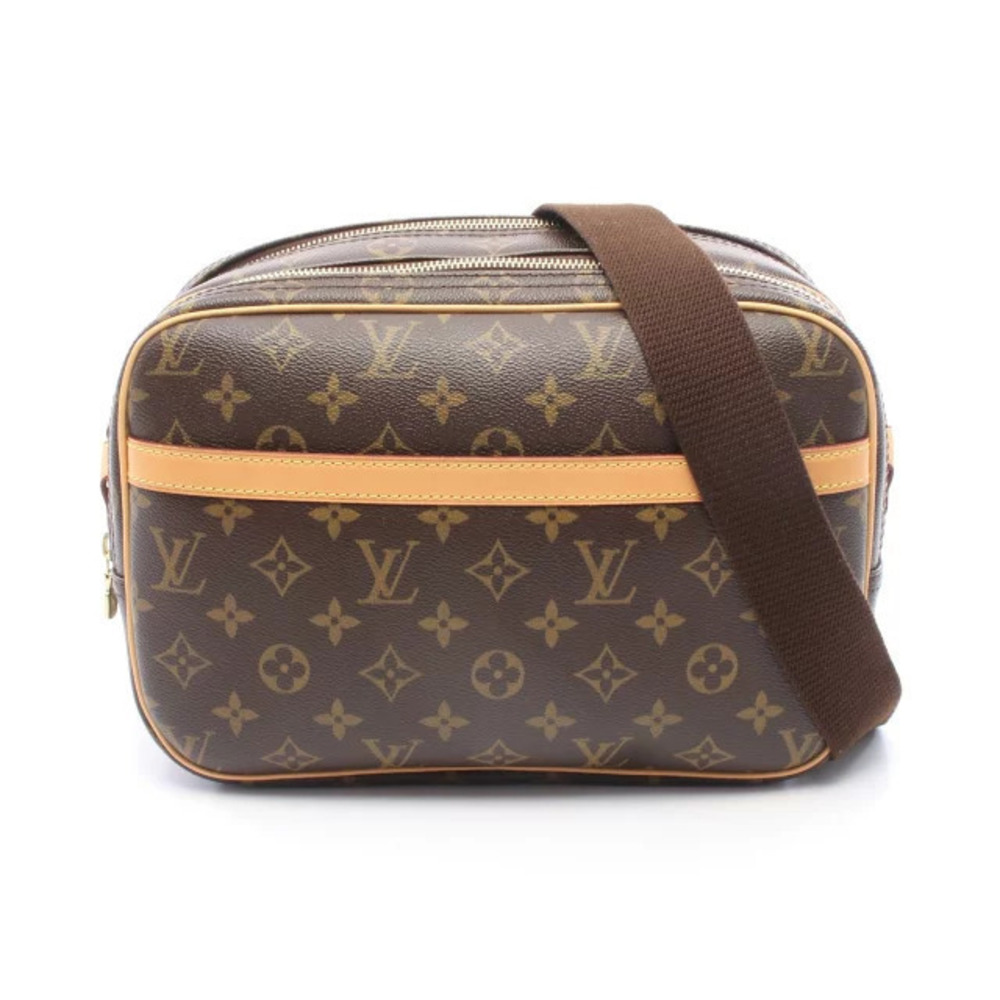 Louis Vuitton Reporter Shoulder Bag Canvas Leather Monogram Brown